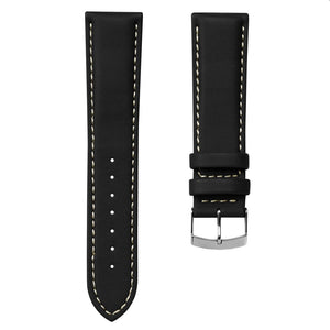 Luxury Designer FX Vegan Eco-Leather Watch Strap 22mm Black
