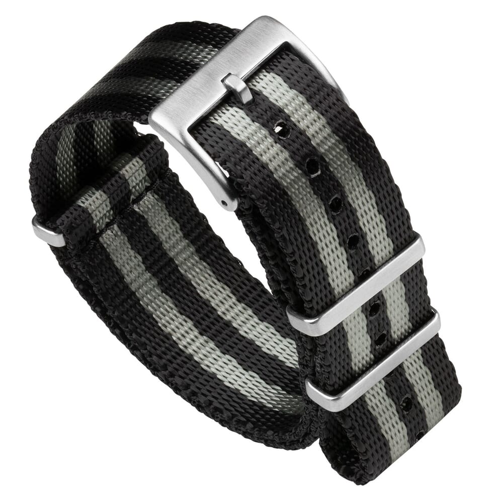 Luxury Designer FX NATO Watch Strap - Grey/Black 20mm