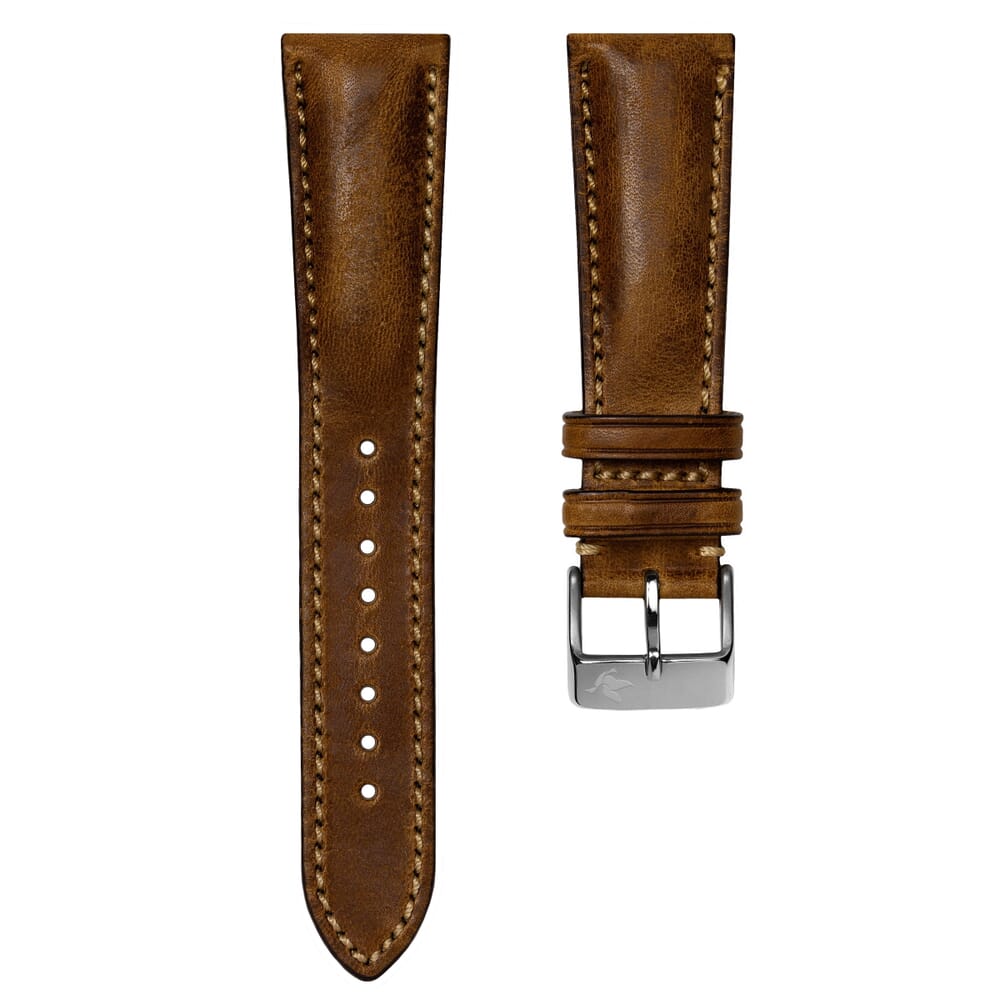 Luxury Designer FX Leather Watch Strap Tan, 22mm
