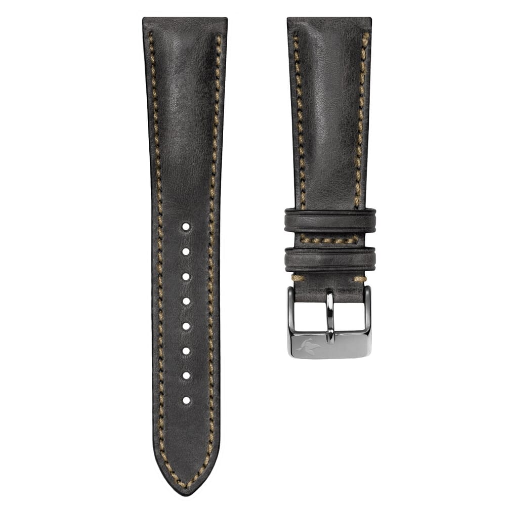 Luxury Designer FX Leather Watch Strap Grey 22mm